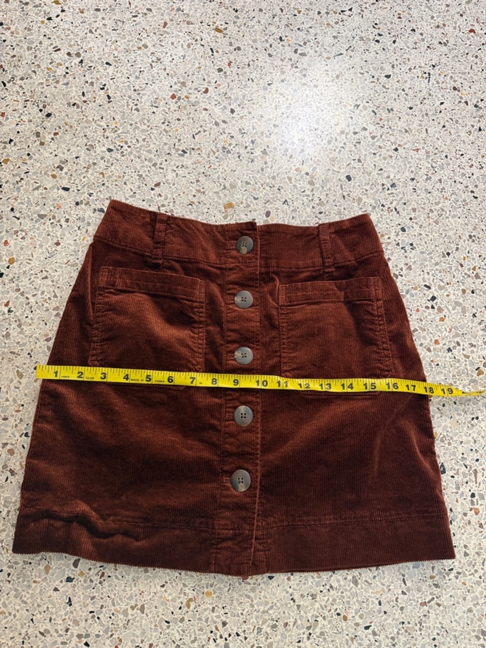 Maeve Anthropologie brown corduroy mini skirt button front XS P - Picture 10 of 11